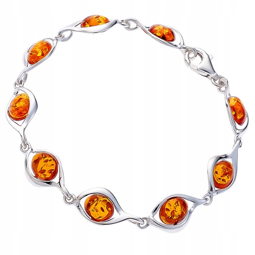 

Srebrna Bransoletka Bursztyn srebro 925 Przezent