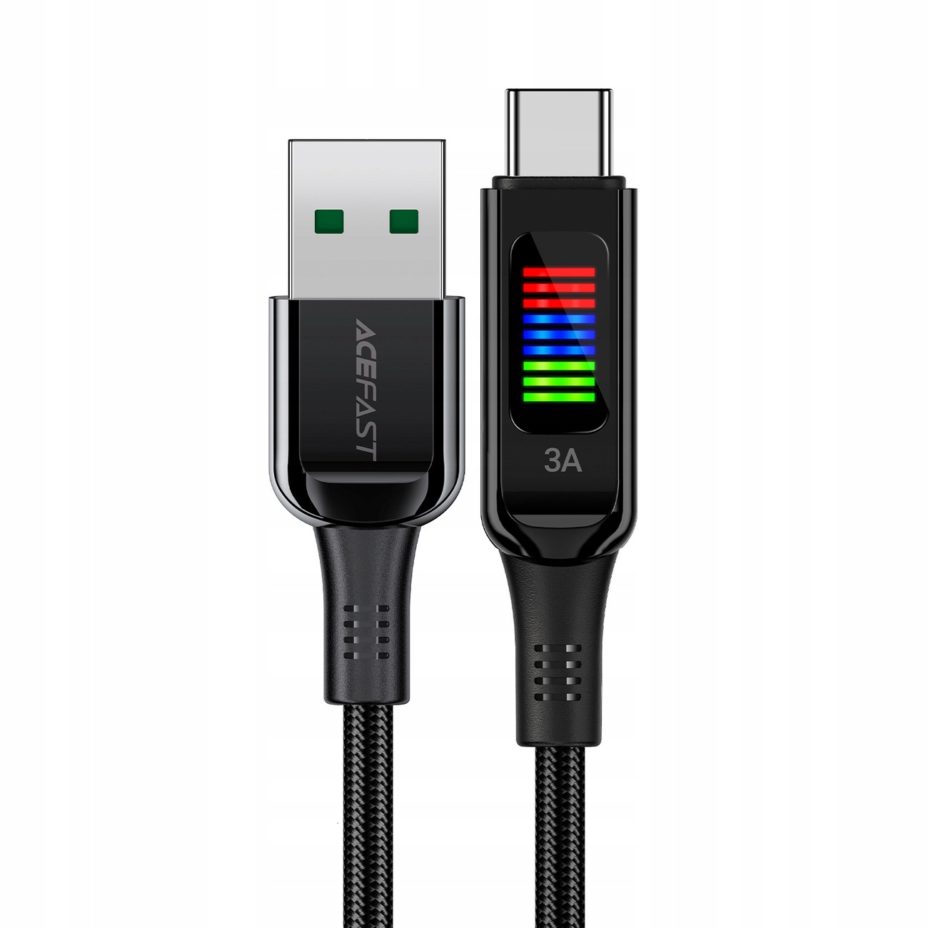 Kabel Acefast C7-04 Usb-a Usb-c 60W 1.2m z wyświetlaczem czarny