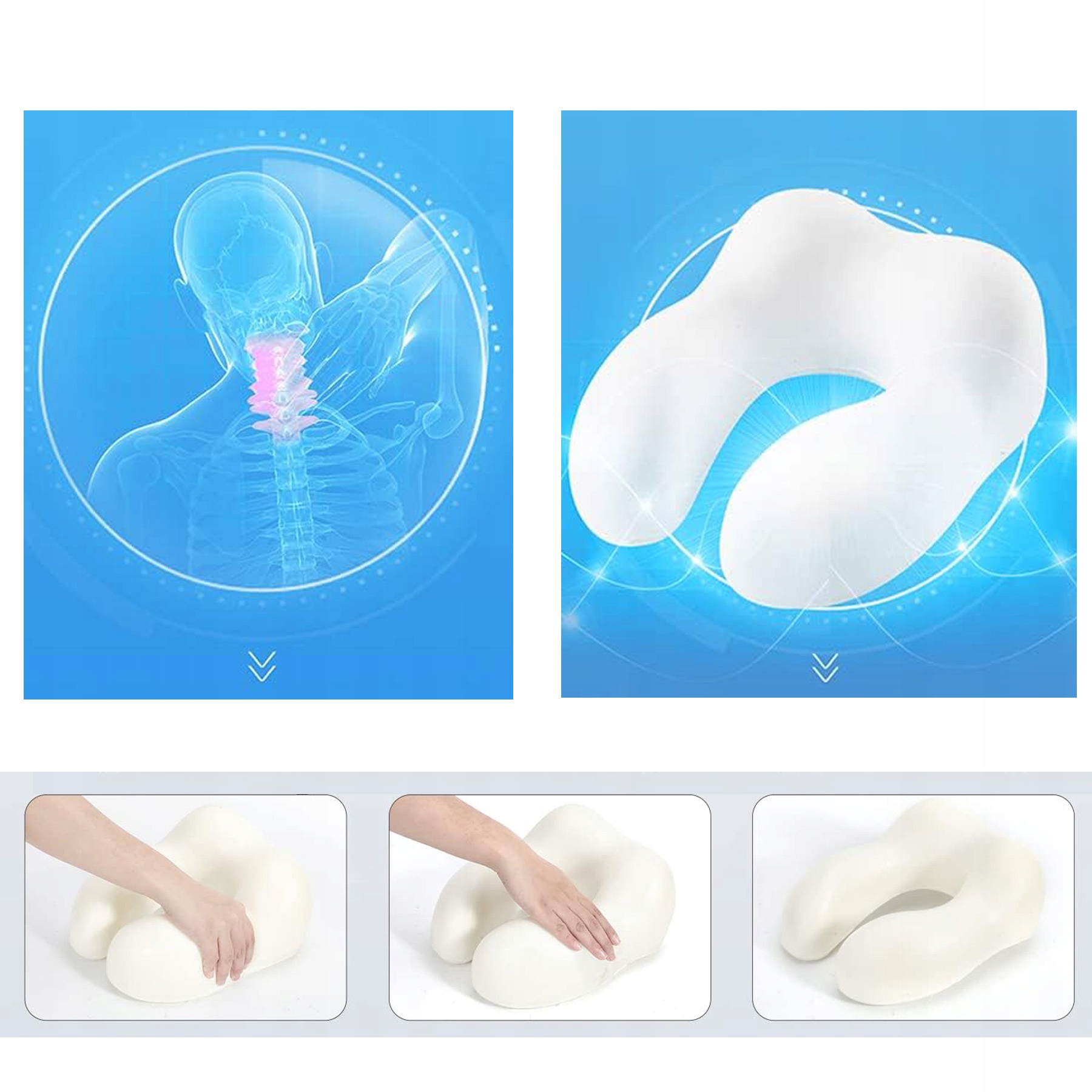 PODUSZKA TURYSTYCZNA Podróżna ORTOPEDYCZNA Profilowana Zagłówek Podróż Sen Model TPN-32C