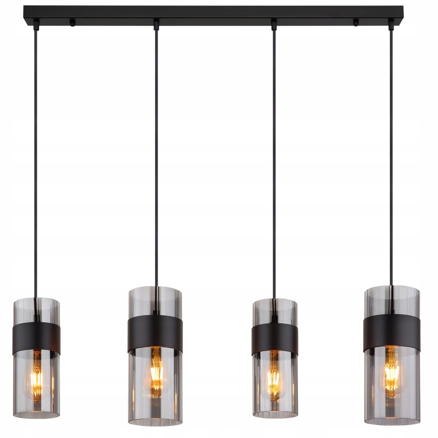 Závesná lampa Globo Scarfina 15718-4 4xE27 čierna s dymovým sklom 92 cm