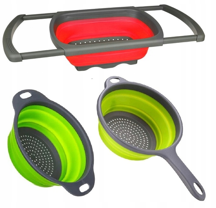 

Zestaw Silikonowy Durszlak Cedzak Składany 3szt