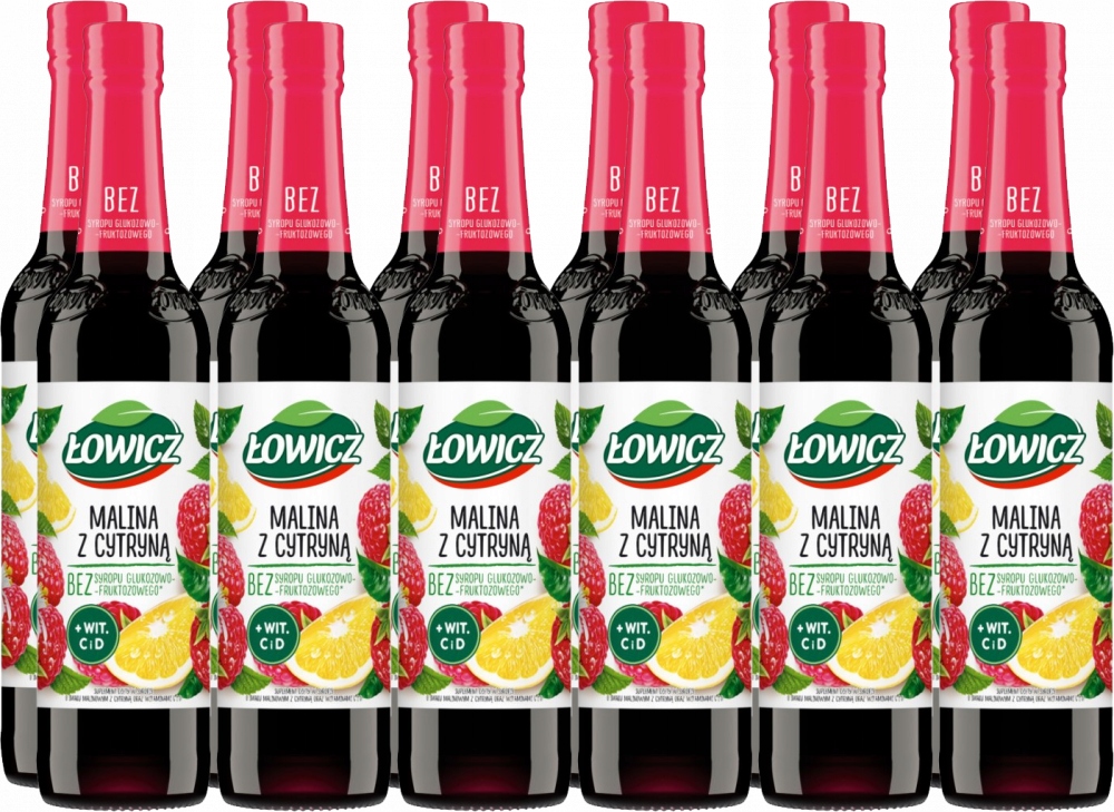 Syrop Łowicz 400 ml malina z cytryną x12