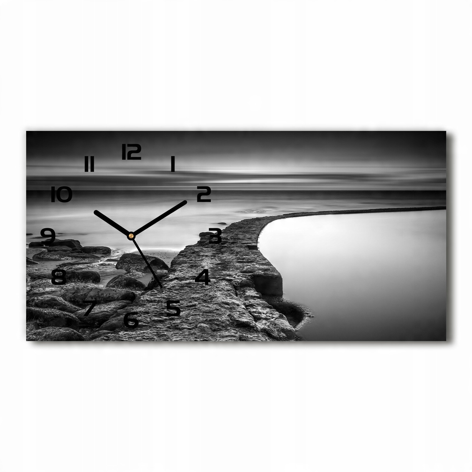 

Zegar ze szkła na ścianę Kamienista plaża 60x30 cm