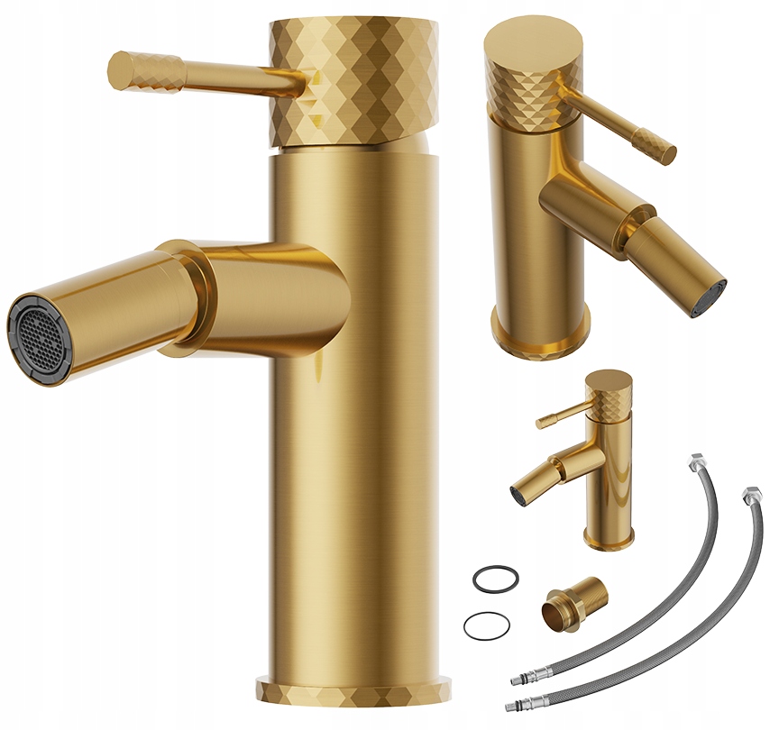 Bidetová batéria Glami stojaca jednopáková, bidetový kohútik, pohyblivý, zlatý