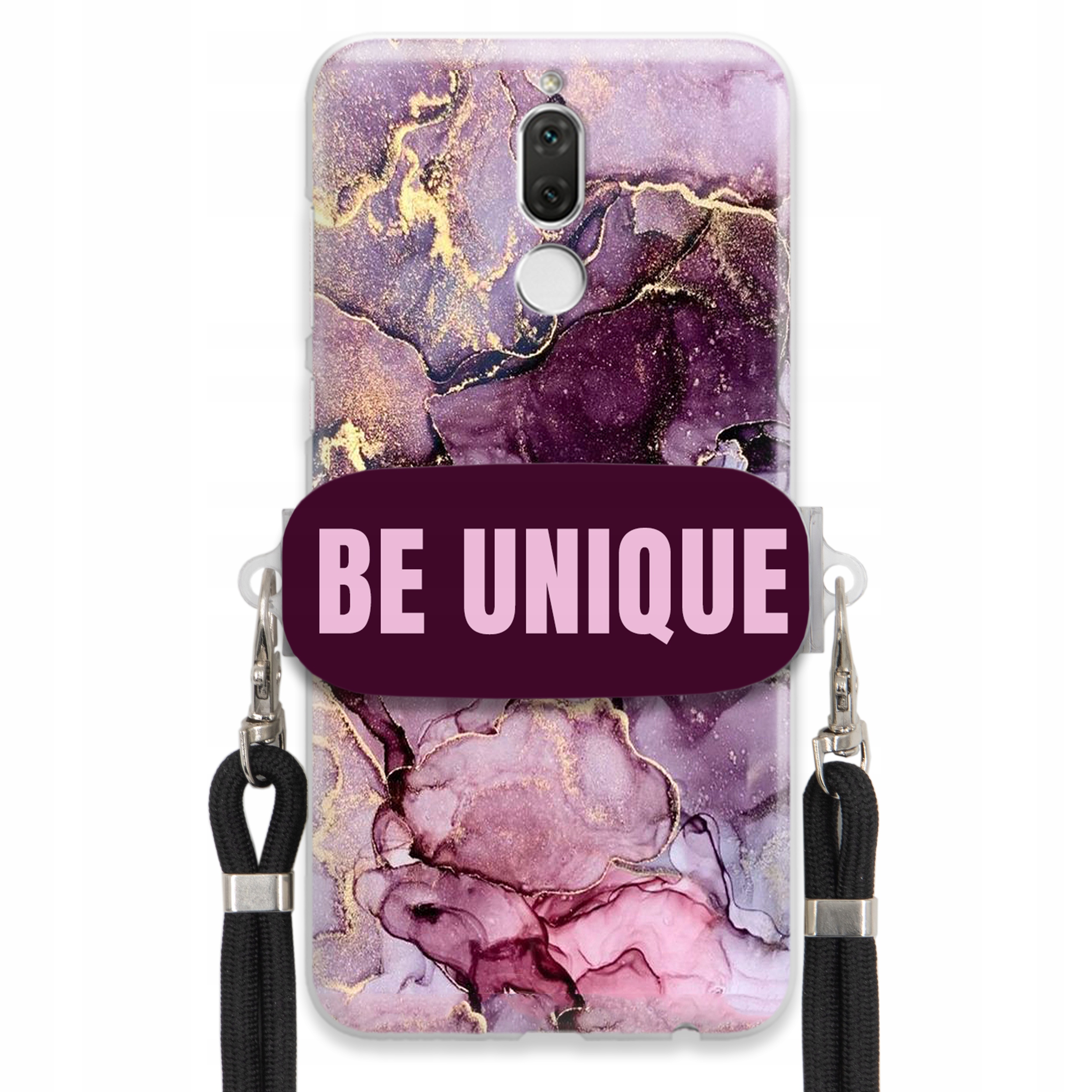 Pouzdro pro Huawei Mate 10 Lite Case Držák Šňůrky Černá Fialová Mramorová