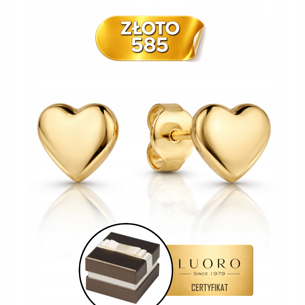 Náušnice Zlaté 585 14k Srdce Srdíčko Lehké Dárek