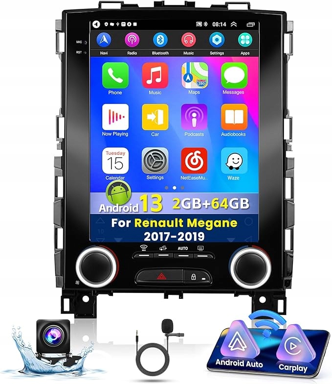 Rádio Renault Megane 2017 – 2019 9,7" Gps Bt Wifi 2GB Ram 64GB Rom