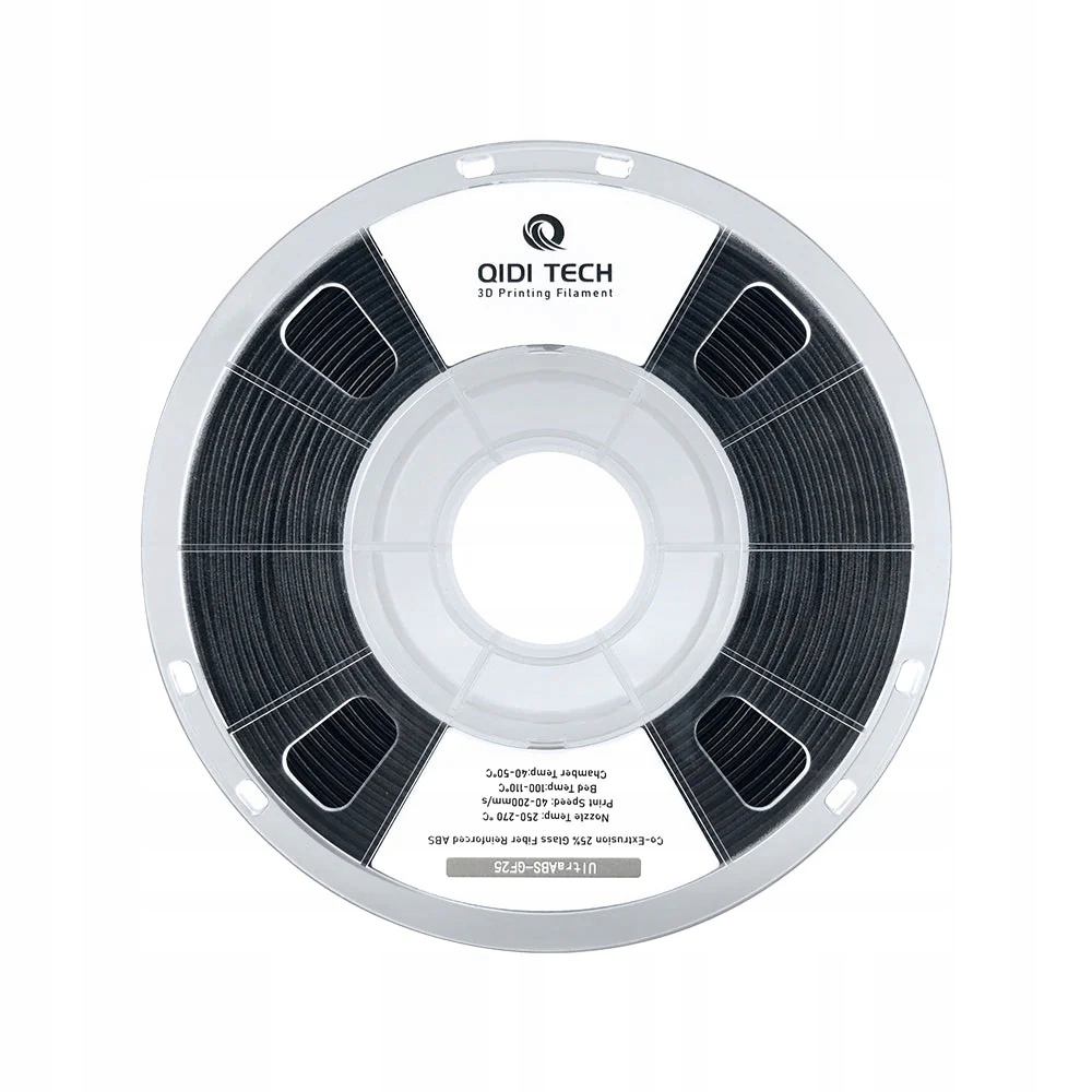 Qidi ABS-GF25 Black filament do tiskárny, 3D skleněné vlákno, černý, 1 kg