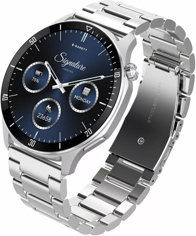 Elegantní Dámské Chytré Hodinky Garett Prime Stříbrné Slim Pouzdro Sada Pásek