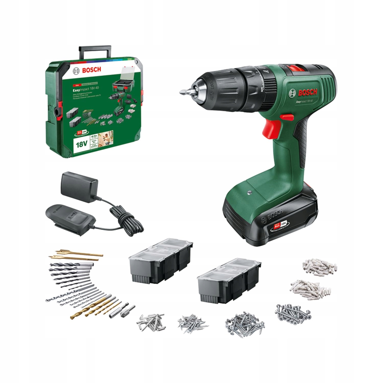 BOSCH Wiertarko-Wkrętarka Akumulatorowa 18V Zestaw 241 Elementów — miniatura 2