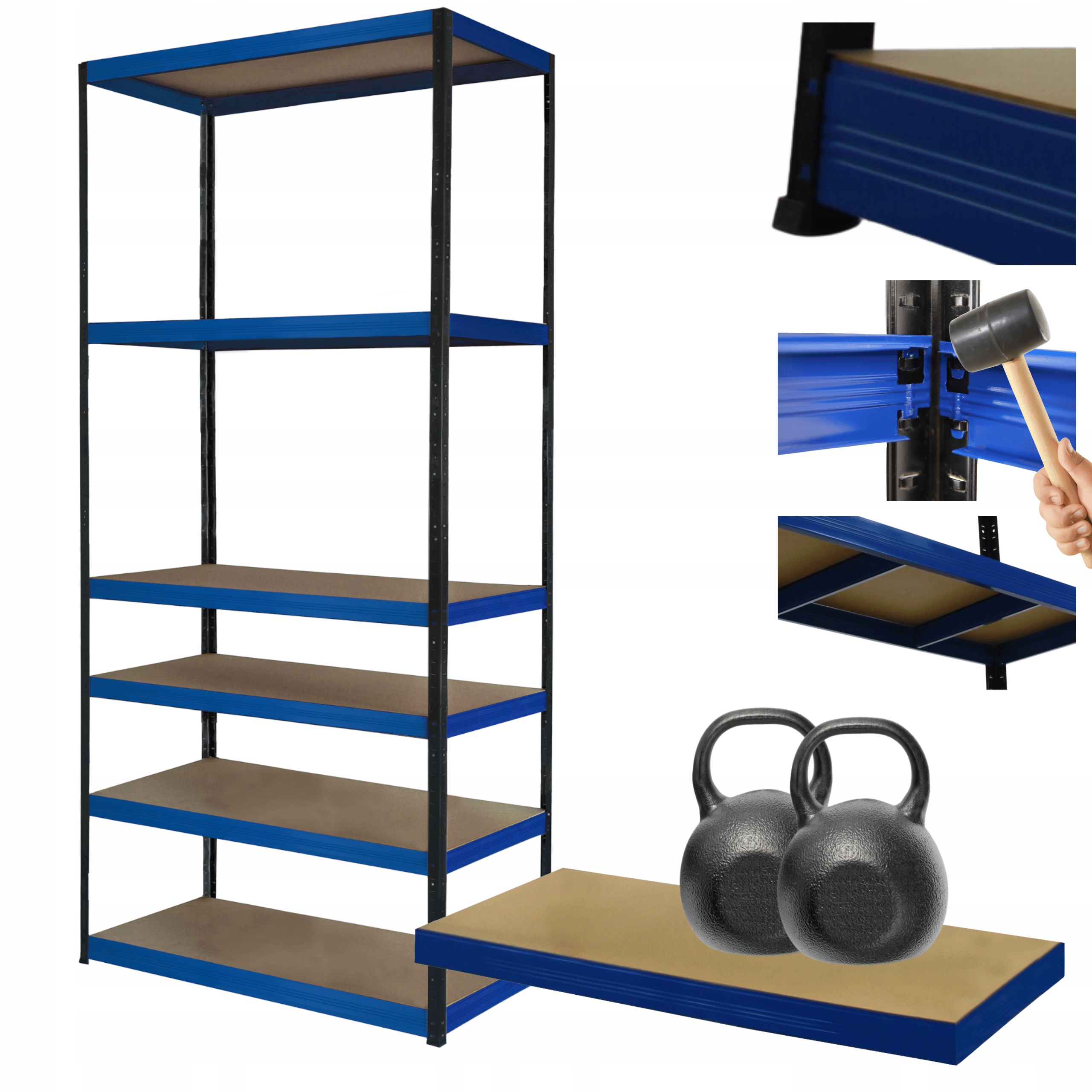 Kovový skladový regál Helios 213x110x50 cm 6Px275 kg Pevná Obloha
