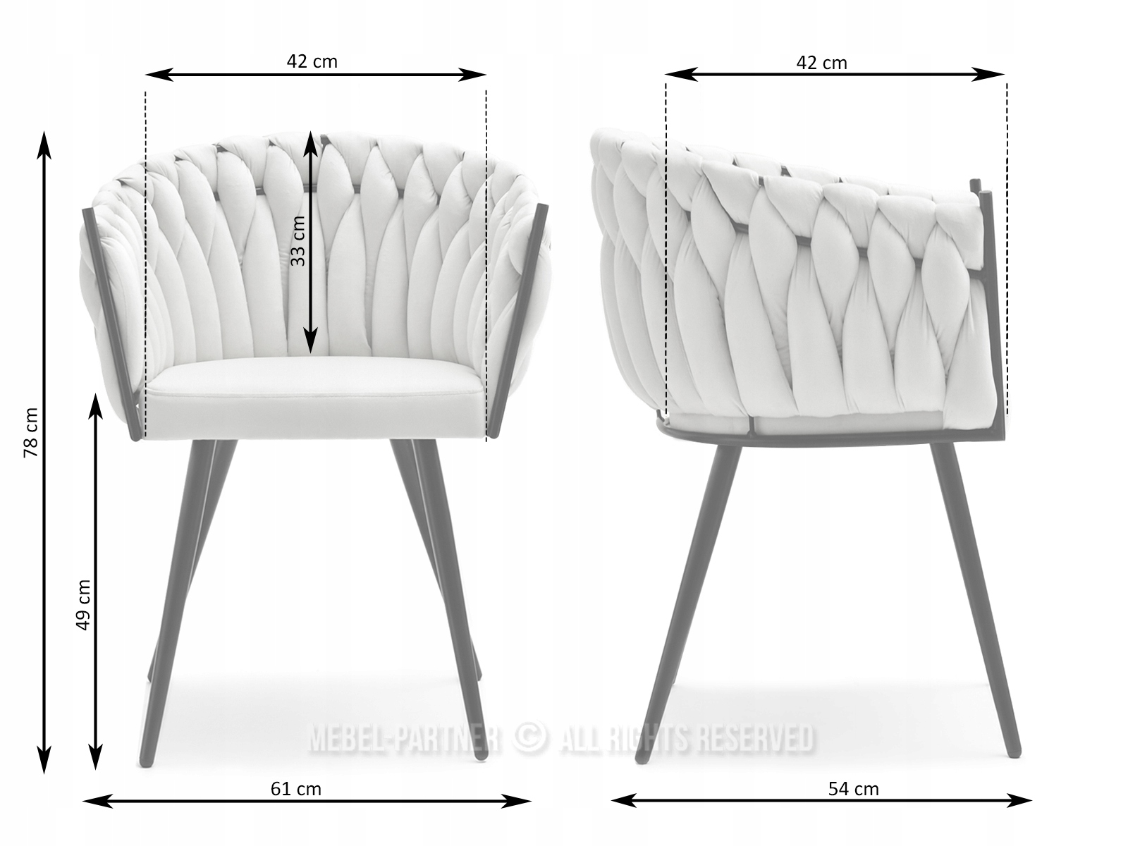 STYLOWY FOTEL Z PLECIONYM WELUREM ROSA SZARY ZŁOTY Kolor korpusu złoty