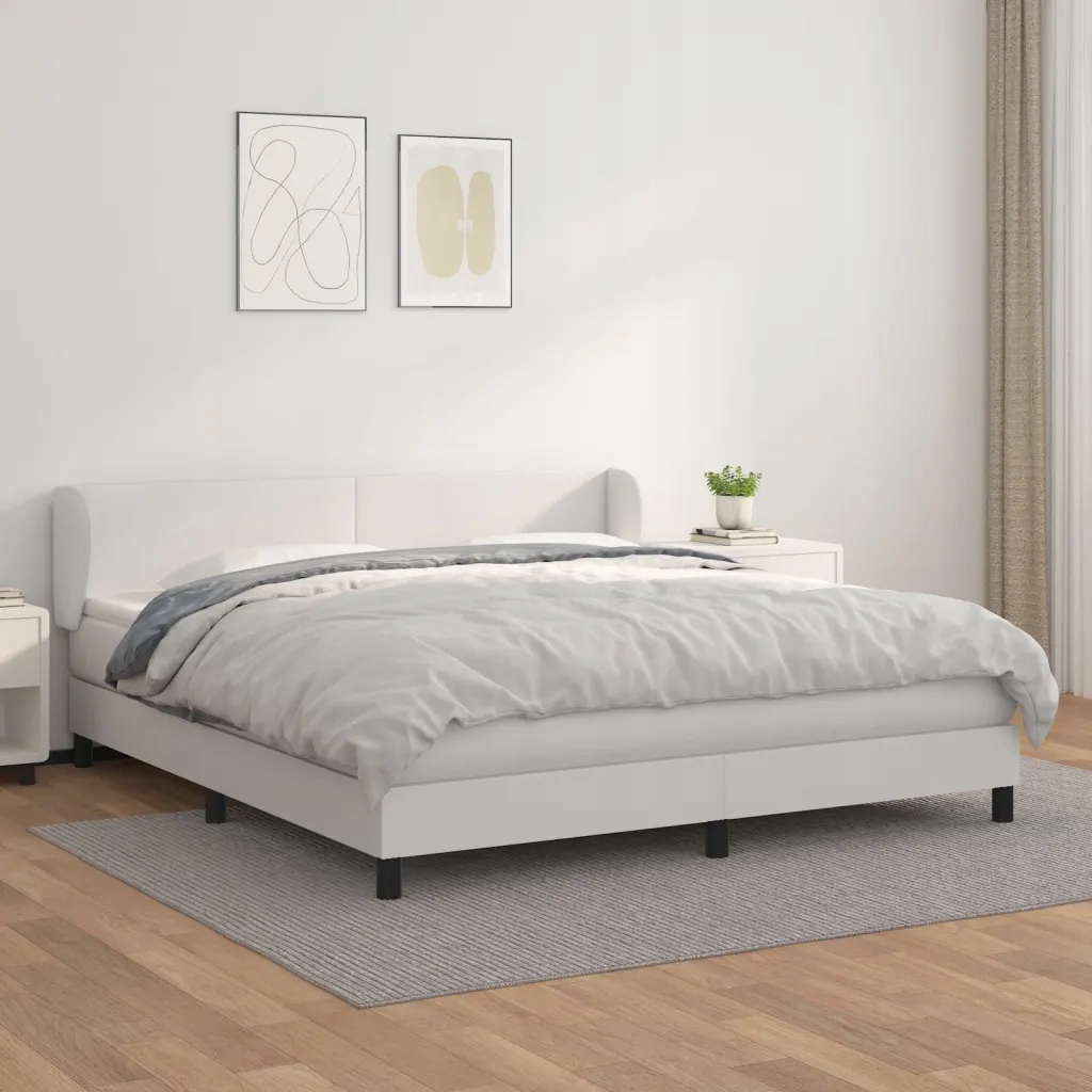 Box spring postel s matrací bílá 160x200 cm umělá kůže Bílá 3127200