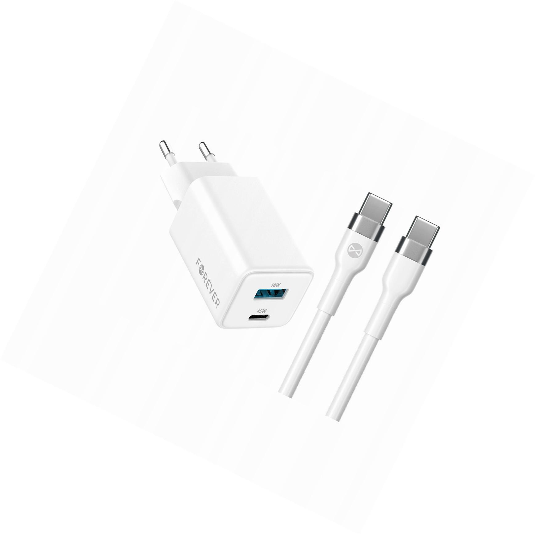 Szybka ładowarka GaN 45W 2 wejścia Usb i Usb-c z kablem do Samsung A32 Lte