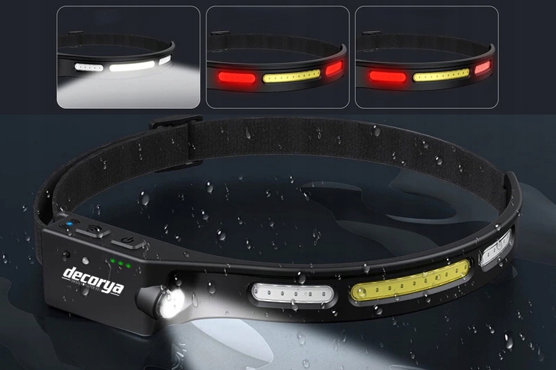 LATARKA CZOŁOWA DIODA LED SOS WODOODPORNA Z CZUJKĄ Liczba trybów 5