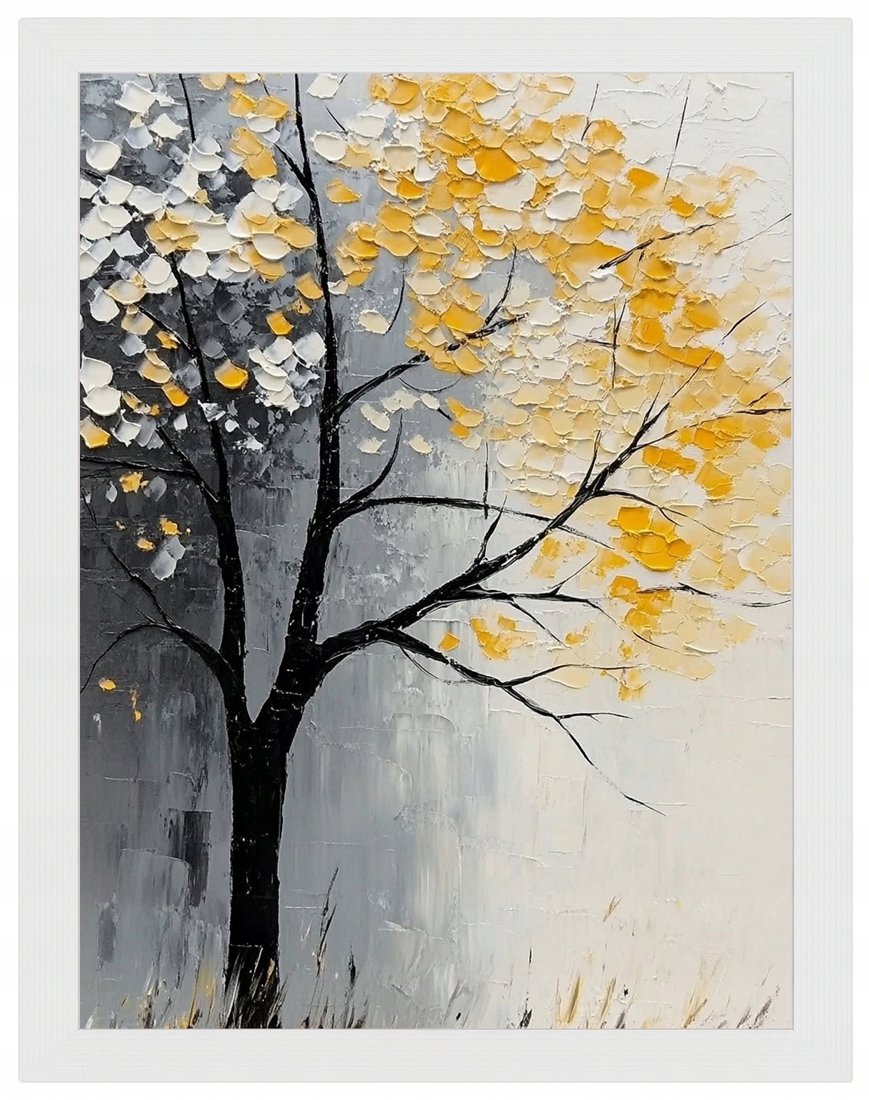Plakát Rámeček Dřevo Olej Impasto Krajina Podzim Dřevo Mlha 60x80