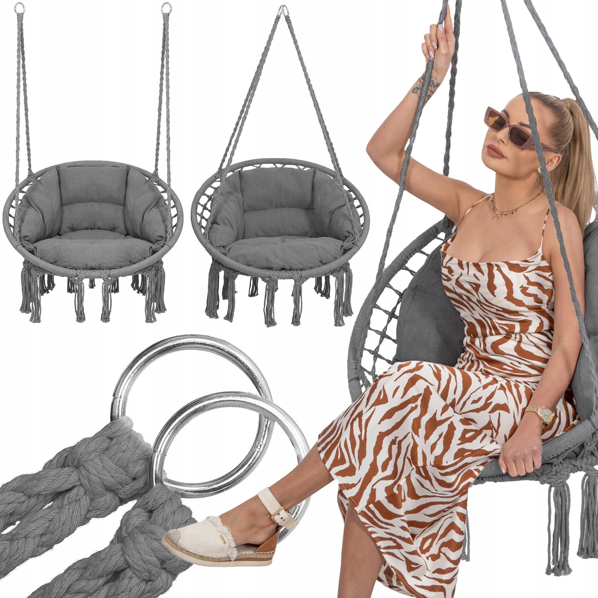 Závěsné Křeslo Zahradní Houpačka Čapí Hnízdo Do Domu Zahrady S Polštářem