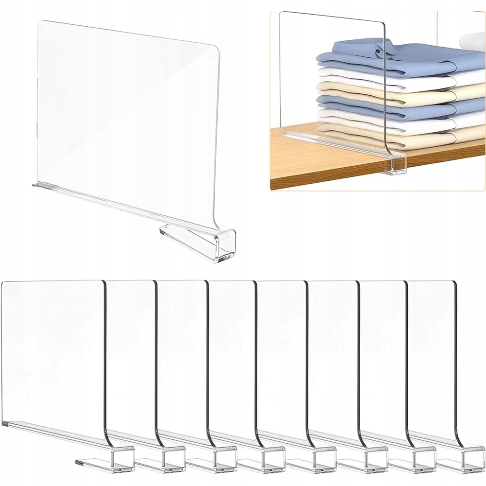 Přihrádka Do Skříně 8KS Akryl Separátor Průhledná Organizér 30x20cm