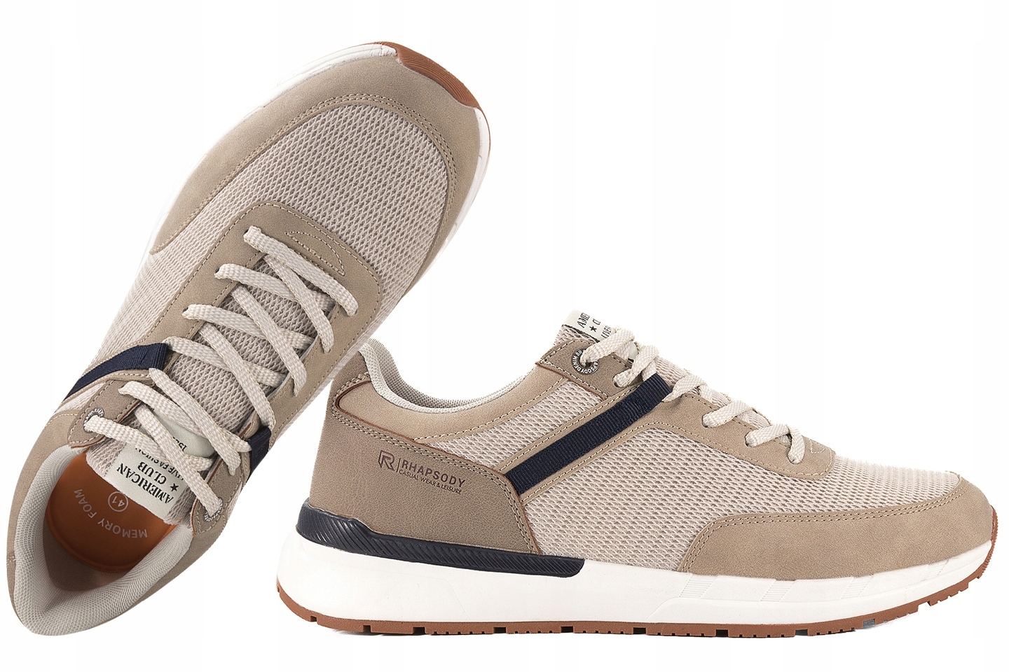 American Club RH137 Sportovní Boty Tenisky Pánské Polobotky Pu béžové 44