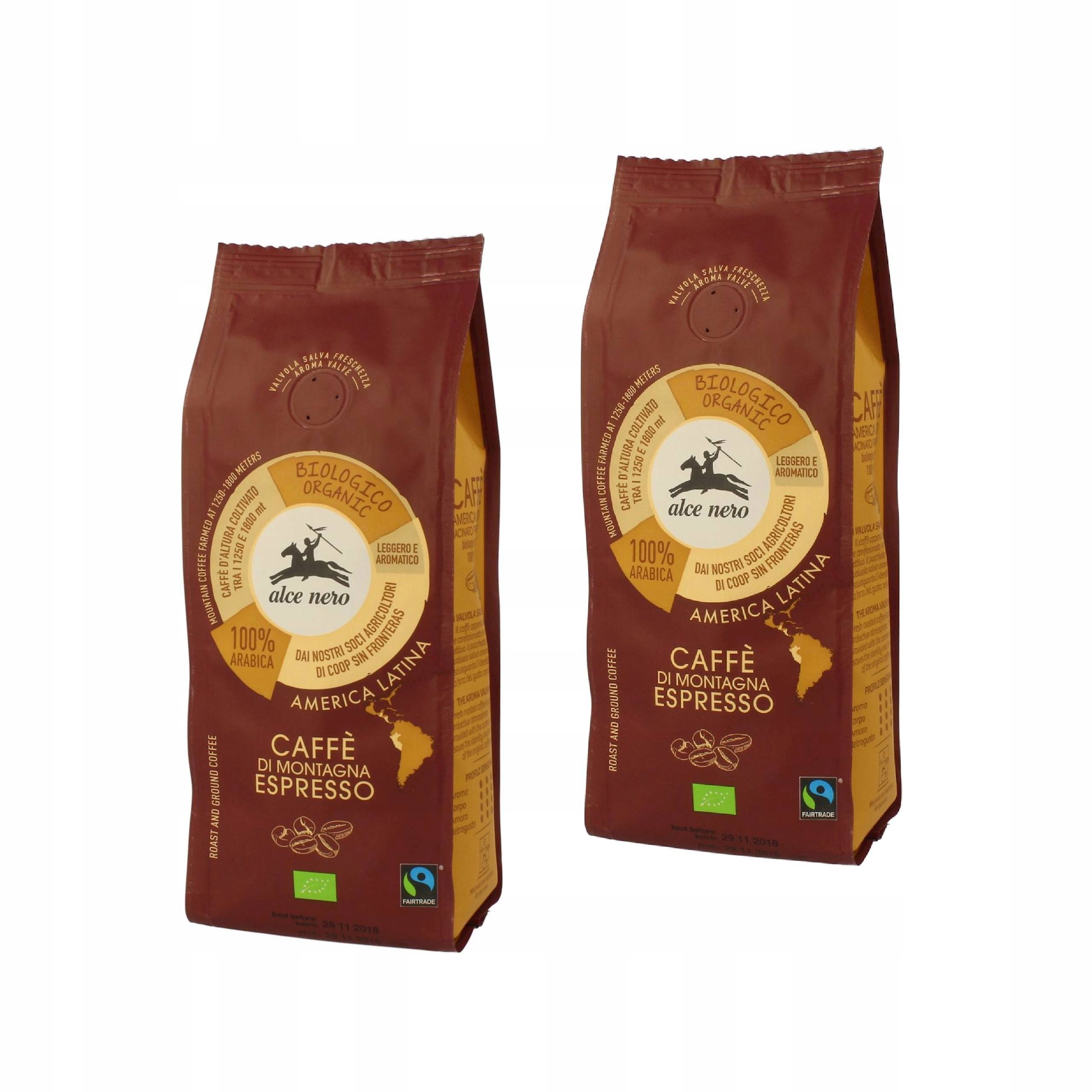2x Kawa Mielona Arabica 100 % Espresso Górska Fair Trade Bio 250 g Alce N