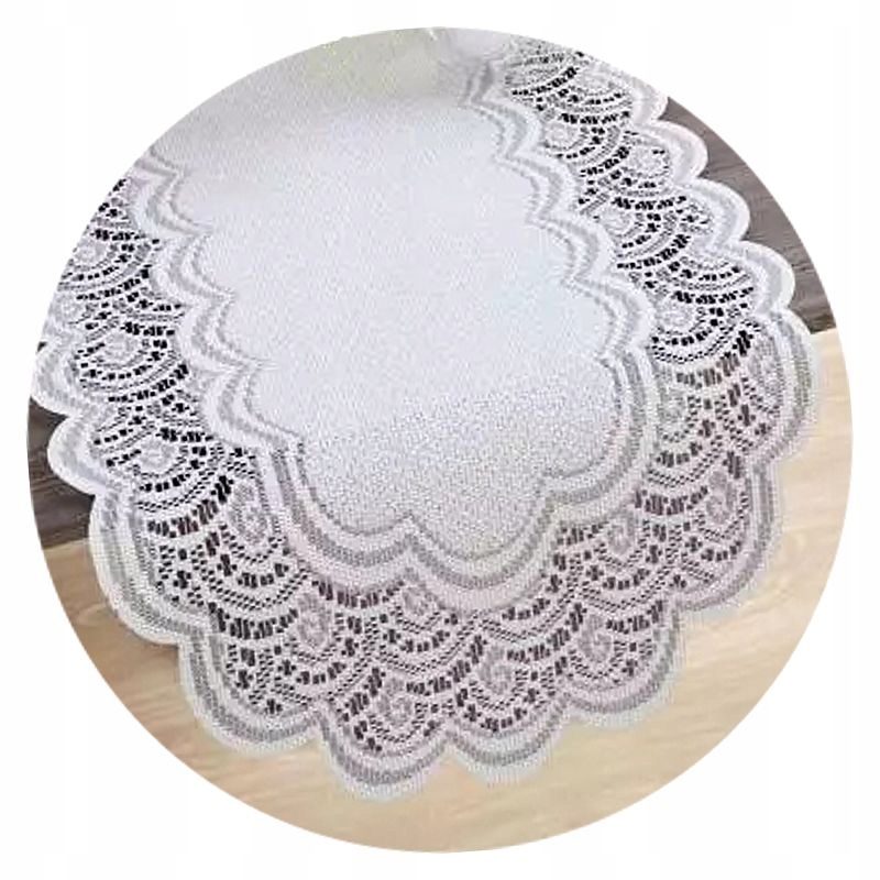 Filemon biały żakardowy bieżnik 40 x 90 cm owalny na ławę stół stolik Długość 90 cm