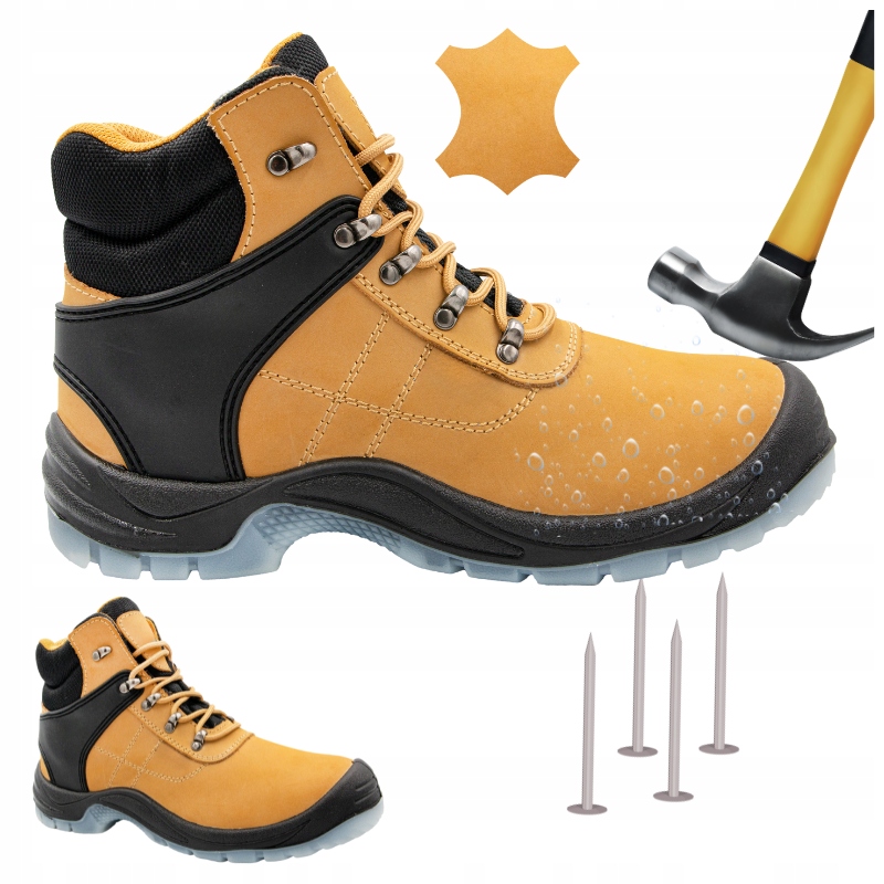 Pánské kožené sportovní pracovní boty S3 Vodotěsné s špičkou Bozp