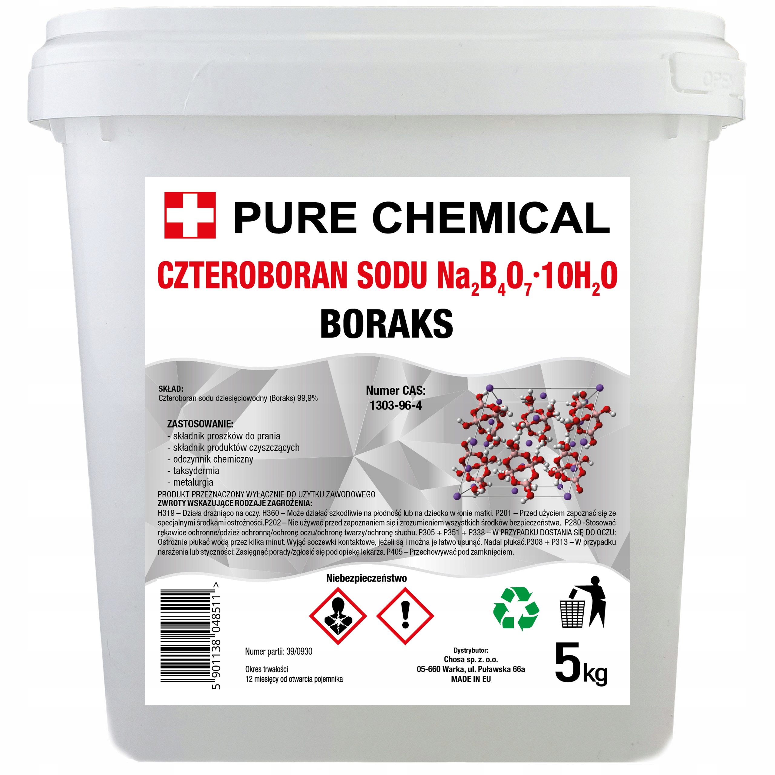 Бура чистый БУРАКС ЧЕТЫРЕХБОРАТ натрия czda 5kg