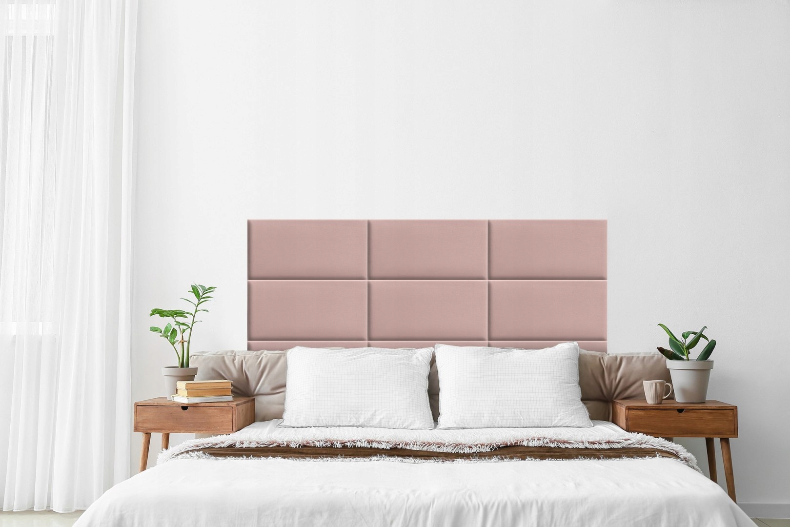 Panel Tapicerowany Różowy 60x30 cm Kształt wzoru prostokąty