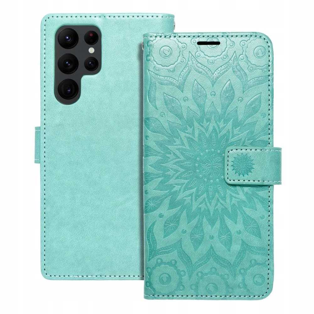 Oem Etui z klapką na Samsung S22 Ultra Mezzo Book mandala zielone