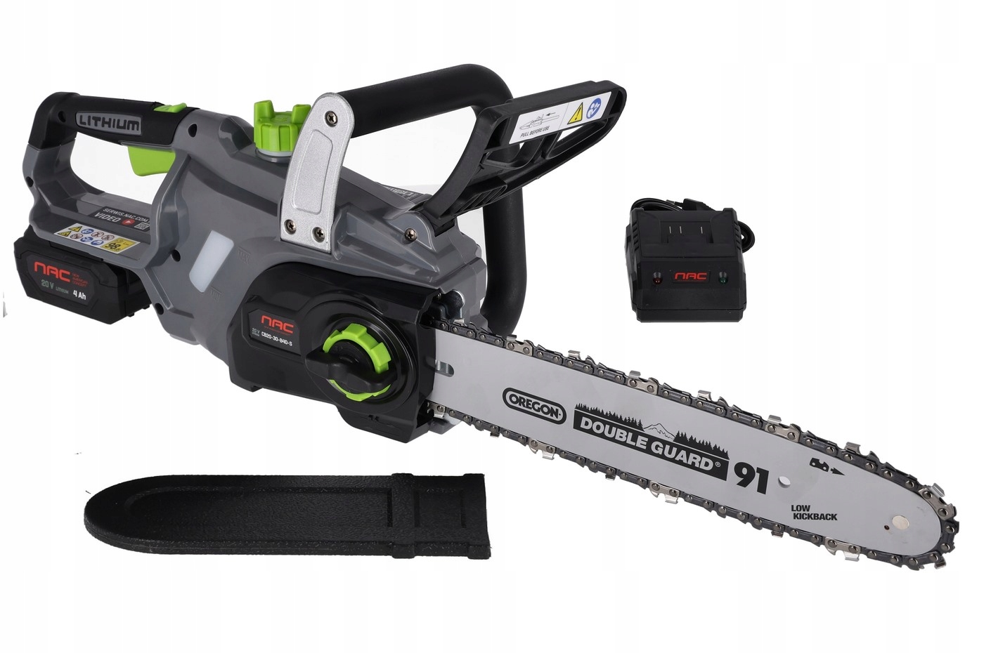 Piła Łańcuchowa Akumulatorowa Nac 20V Oregon 30cm Bateria 4Ah Ładowarka
