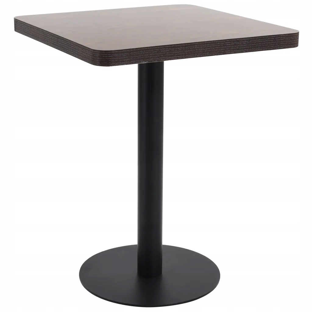 Bistro stolek s Mdf deskou a ocelovou nohou, tmavě hnědá a černá, 60x60x75