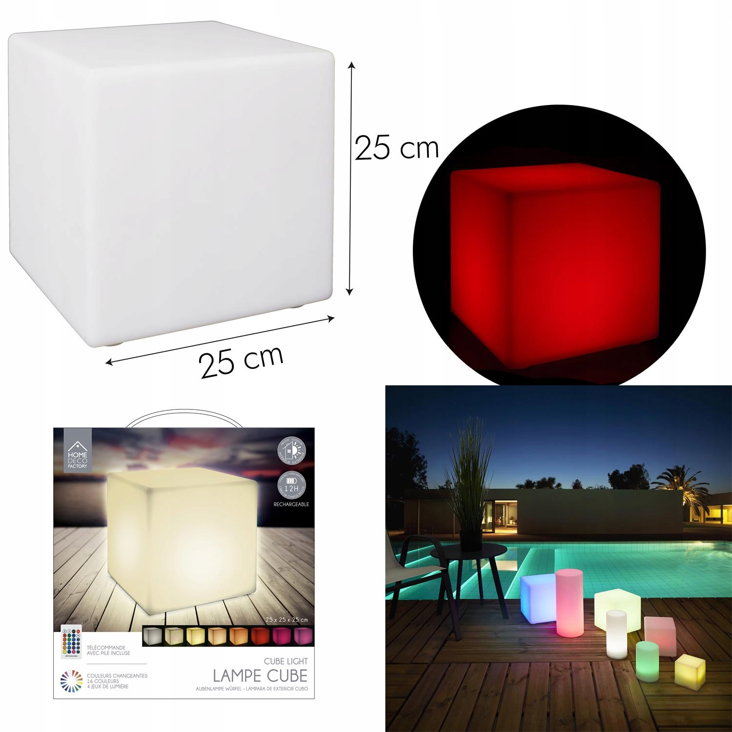 Podlahová lampa Colorfull Cube 25 cm