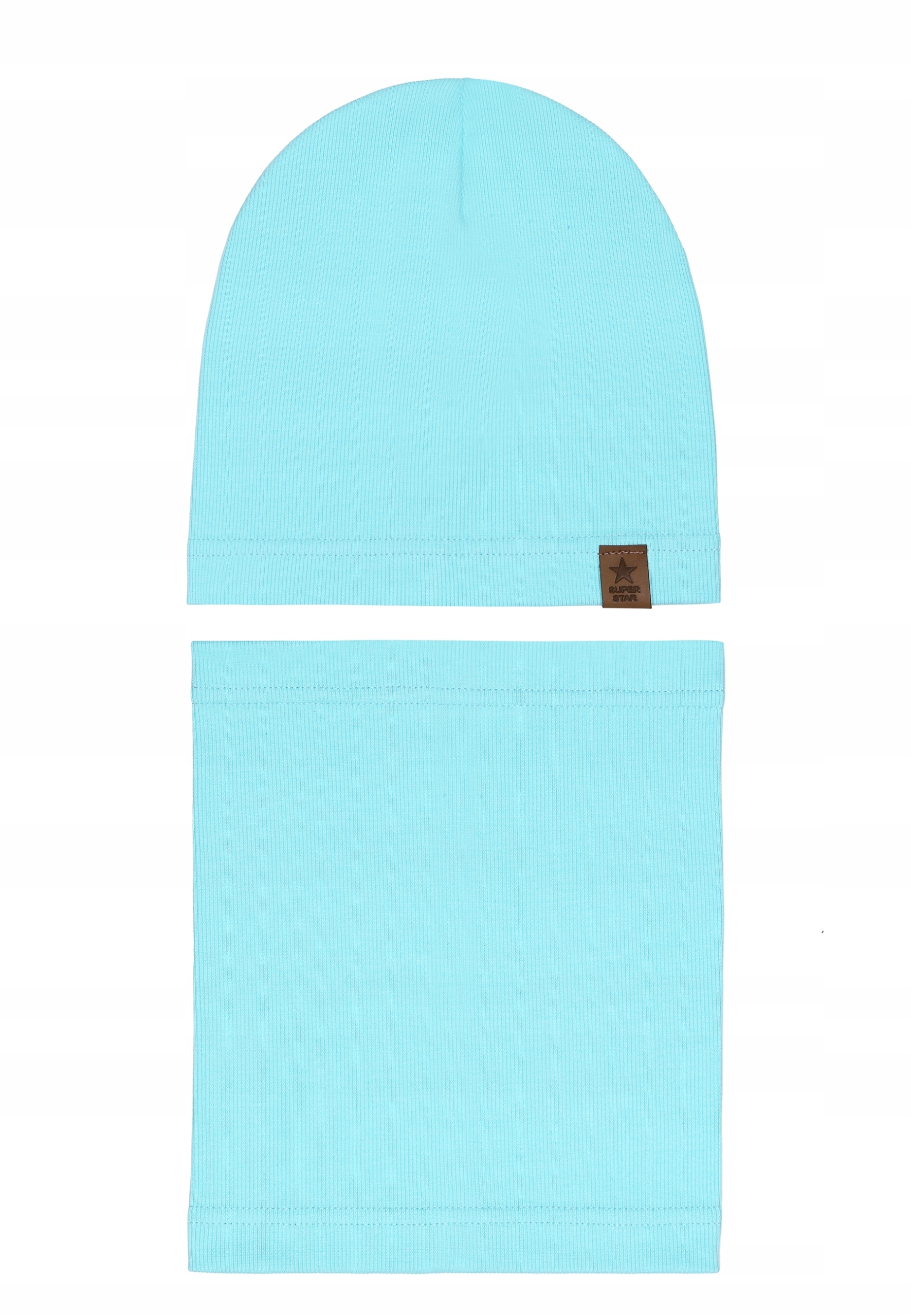 KOMPLET DZIECIĘCY BAWEŁNIANY CZAPKA KOMIN NA JESIEŃ ZIMĘ TURKUSOWY 48-52 Rodzaj pozostałe