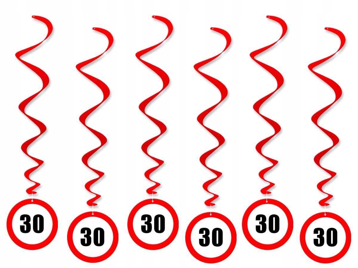 

Dekoracje na 30 urodziny znak zakazu świderki 6szt