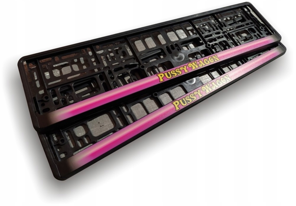 2 Ramki z nadrukiem Pussy Wagon różowe tło