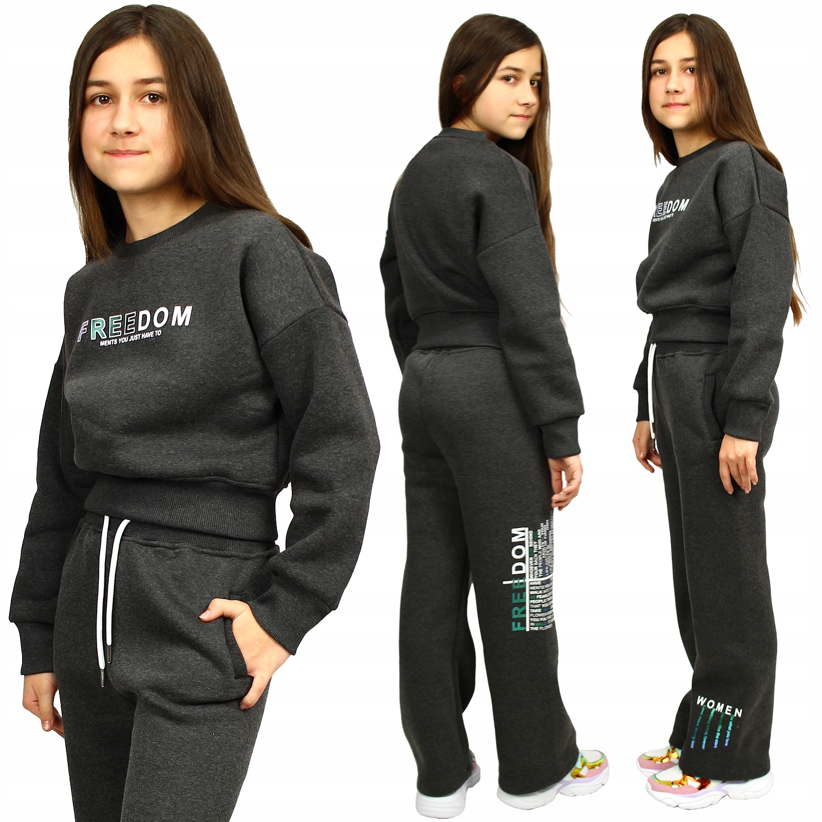 

Komplet Dresowy Ocieplany Bluza Spodnie Napis 152