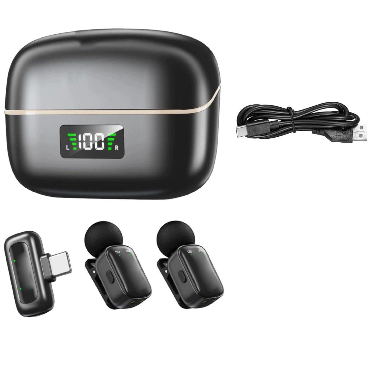 Bezdrátový kravatový mikrofon mini Usb Usb-c černý pro počítač