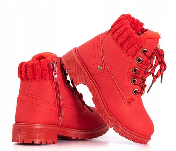 TRZEWIKI TRAPERY Botki Ocieplane FUTERKO Red r28 Marka Inna marka