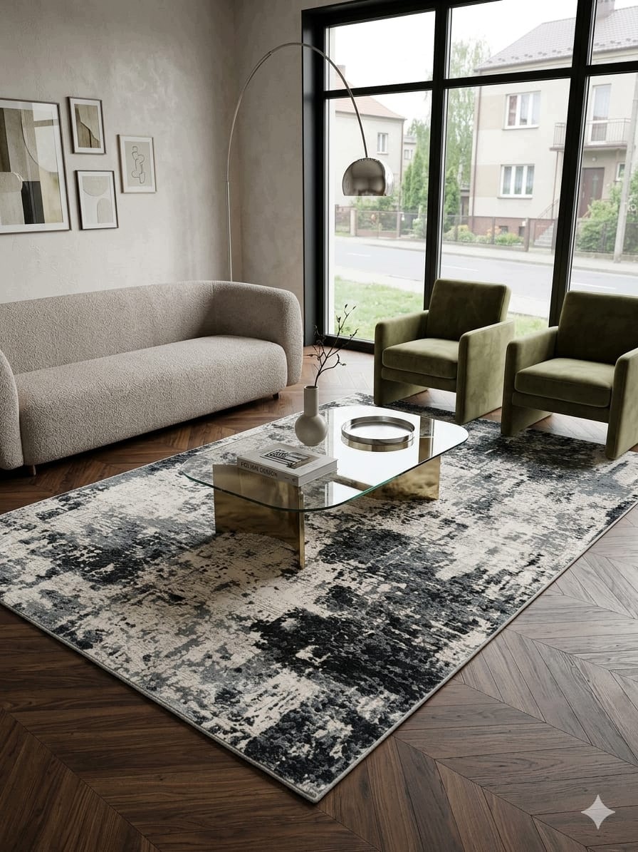 Moderný koberec 160x230 cm krémový, štruktúrovaný, elegantný, minimalistický