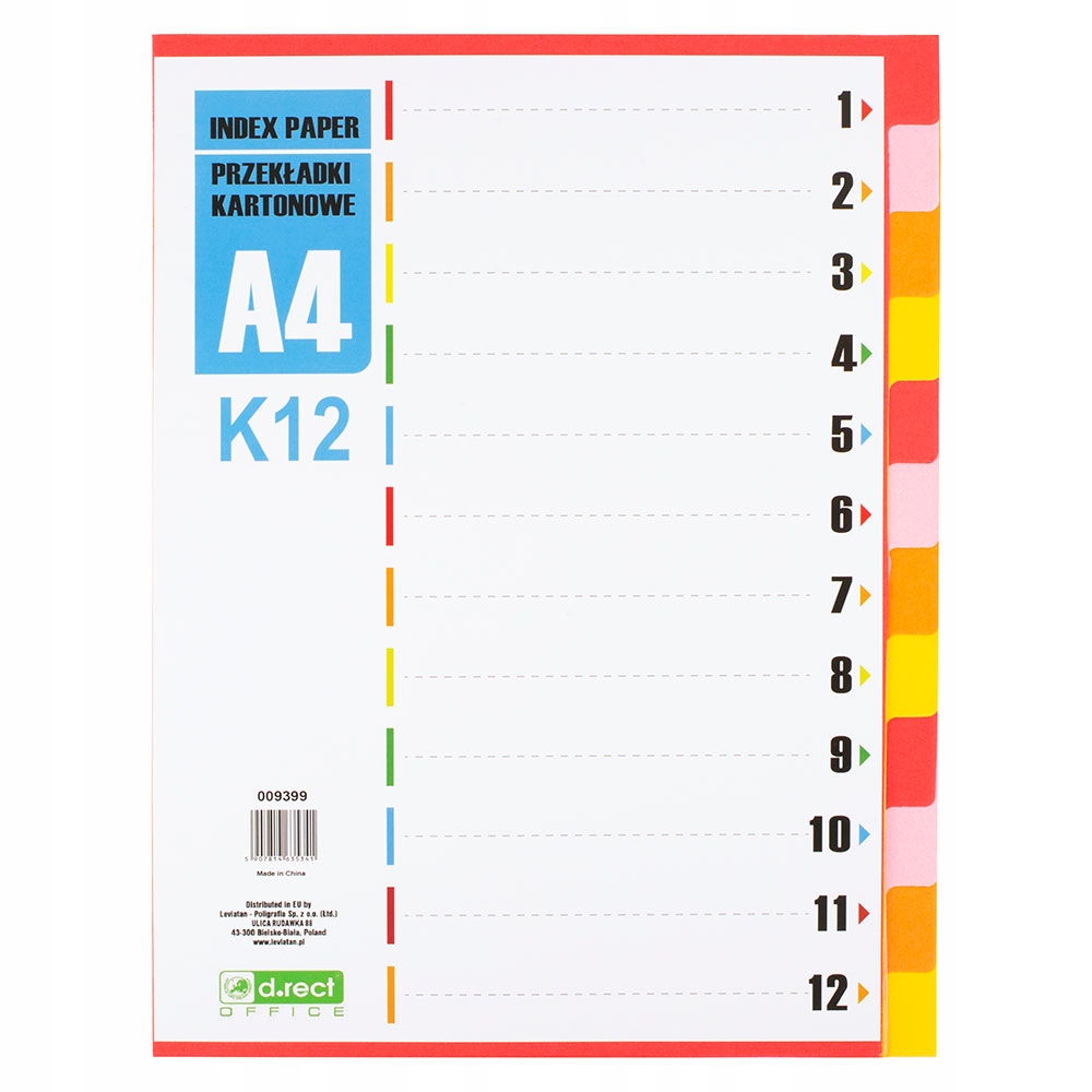 PRZEKŁADKI D.RECT KARTONOWE 1-12 K12