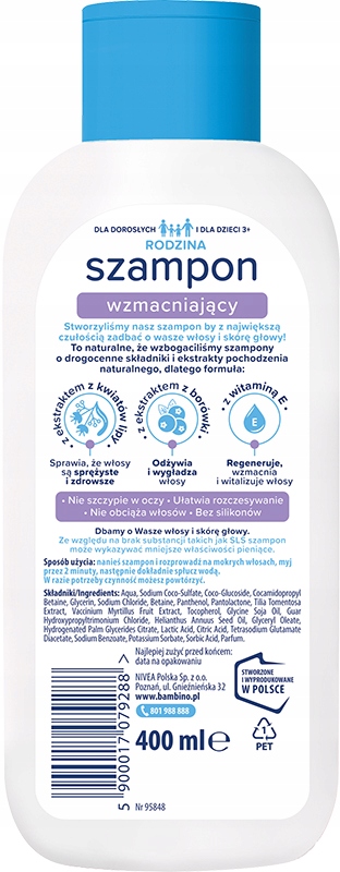 Szampon wzmacniający BAMBINO RODZINA 400ml Pojemność 400 ml