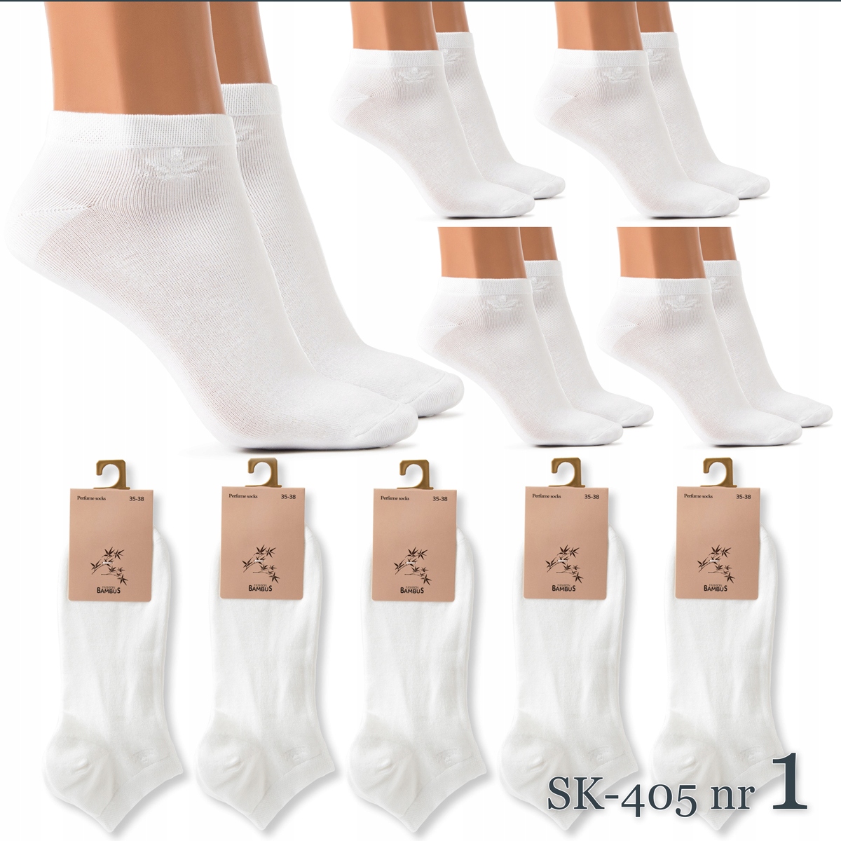 STOPKI skarpetki damskie BIAŁE Bambusowe ODDYCHAJĄCE JAKOŚĆ Marka Fanabella