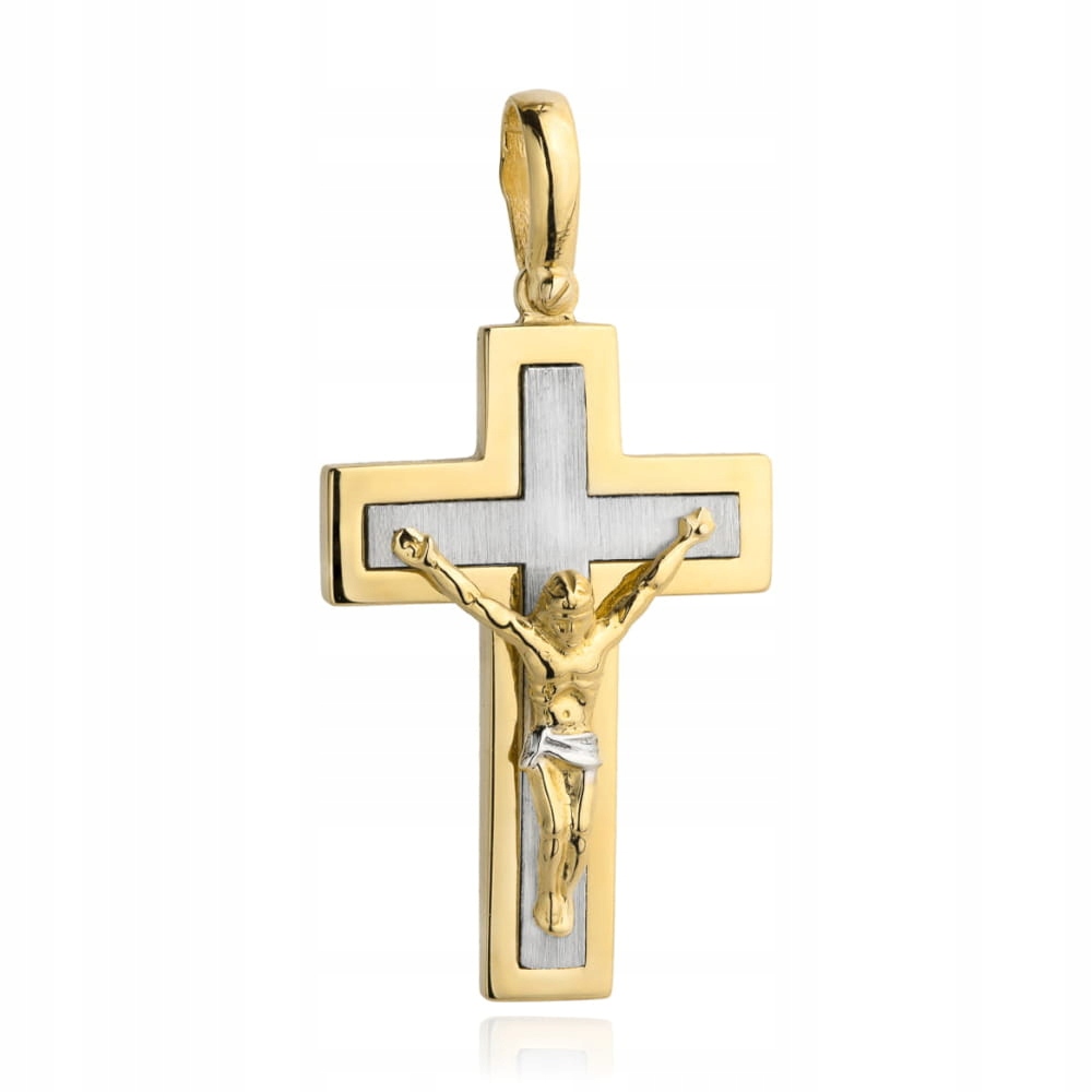 Kříž s Ježíšem 585 14k žluté a bílé zlato 7.71g elegantní