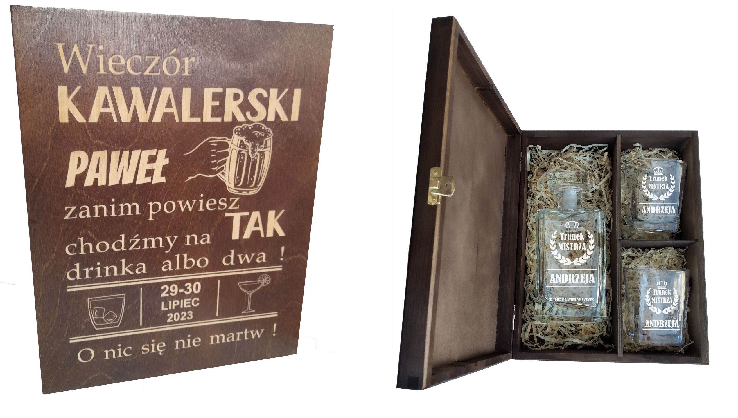 KARAFKA 2 SZKLANKI PUDEŁKO GRAWER PREZENT URODZINY Kod producenta karafka 2 szk