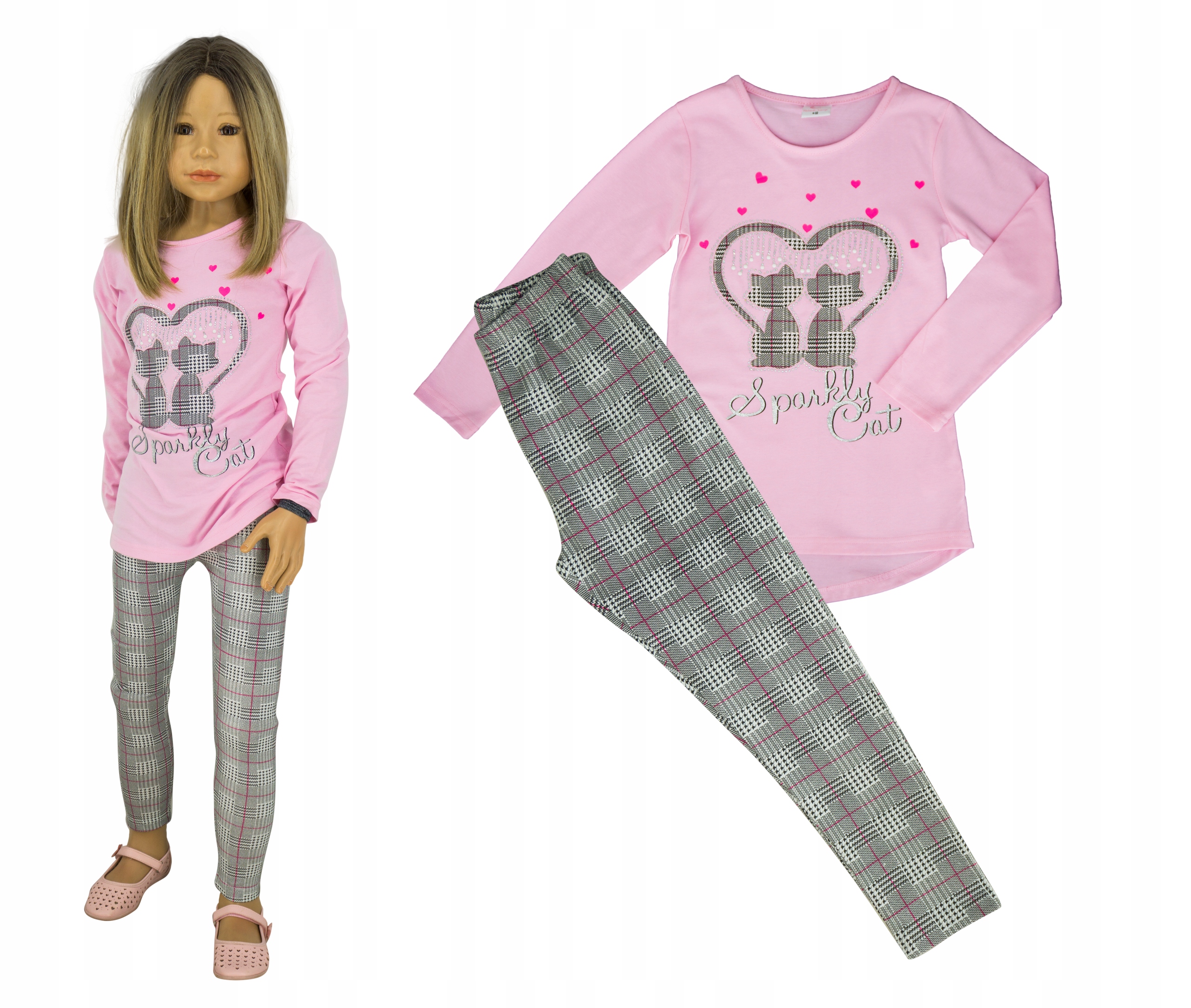 

581 Komplet kotki bluzka + legginsy roz 134/140