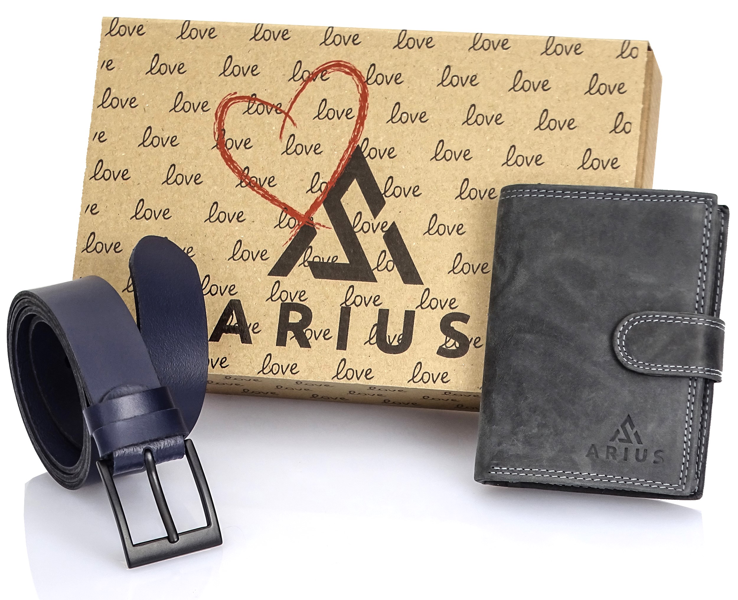 Dárková Sada Kožená peněženka Mesky proti krádeži Rfid a Pásek 135 cm