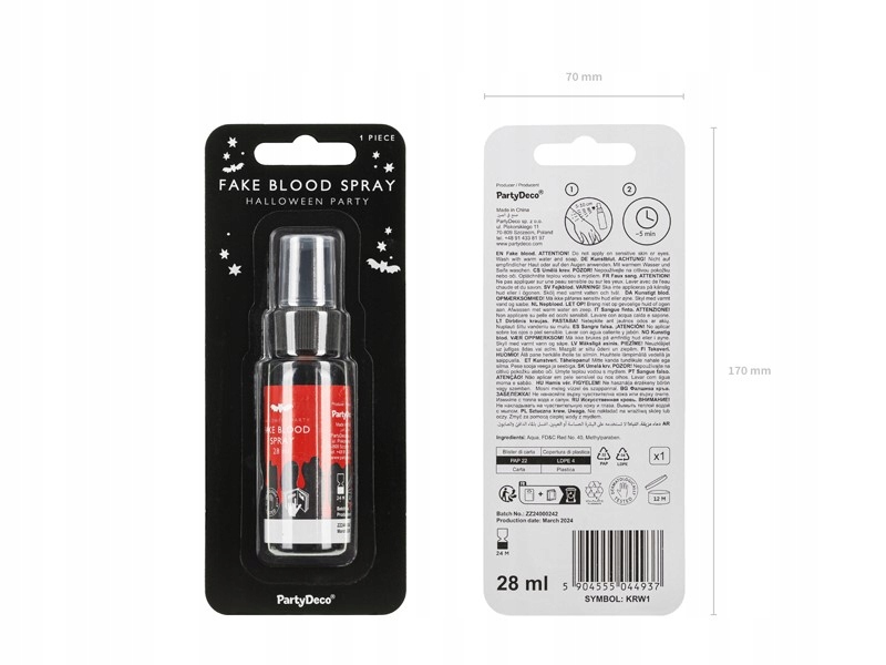 Sztuczna Krew spray Halloween 30 ml Typ krew