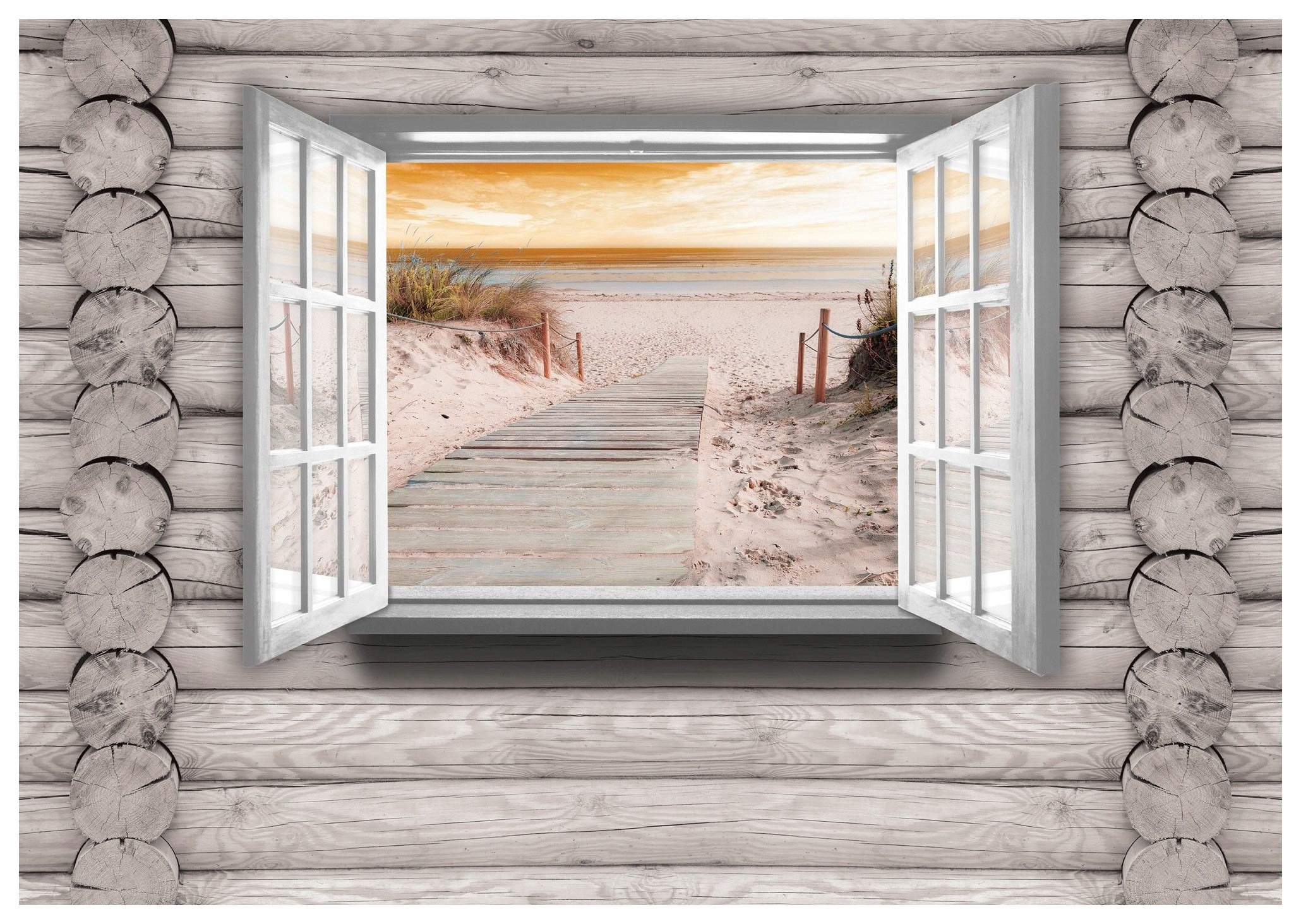 Vliesová fototapeta Západ slunce Pláž přes okno Relaxace 300x210 lepidlo