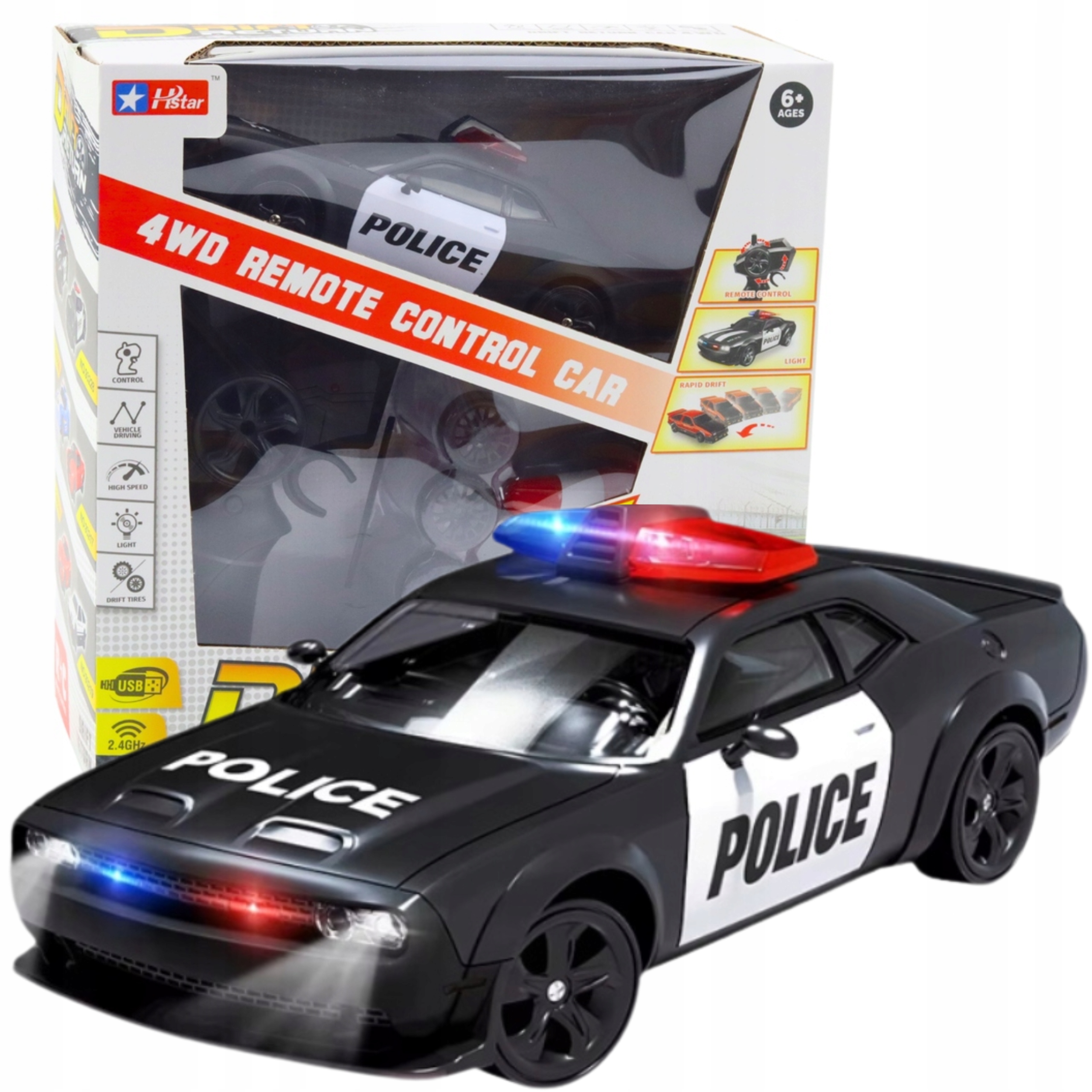 Samochód Na Pilota Policja Auto Zdalnie Sterowane 4x4 Do Driftu Terenowe Rc