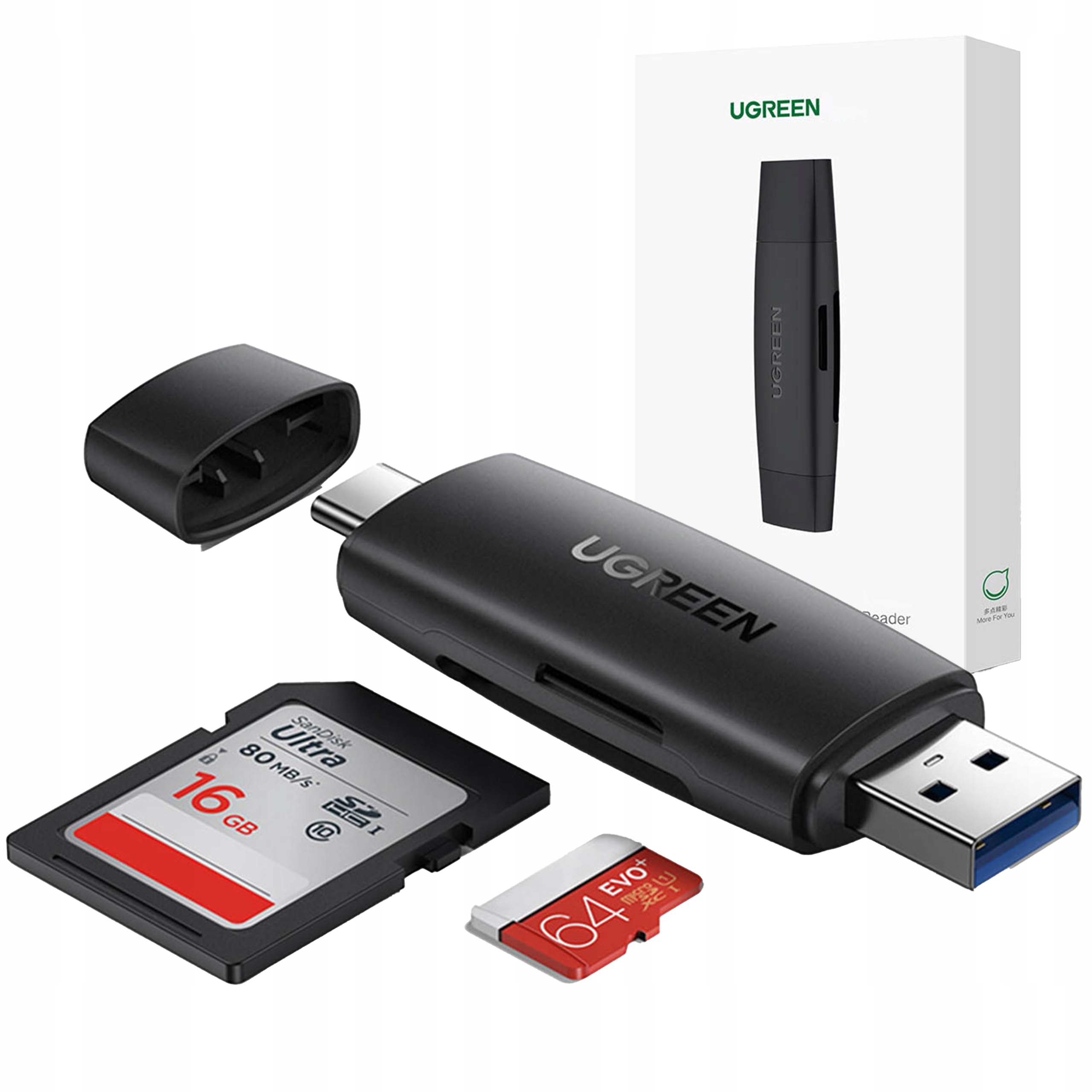Czytnik kart SD/MicroSD UGREEN CM304 Czarny